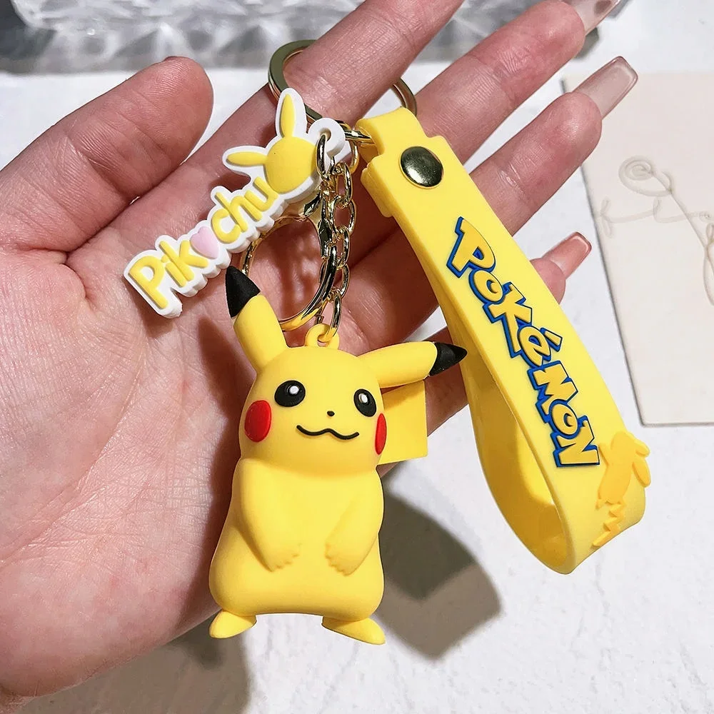 Pokemon Action Figure Pikachu Psyduck Charmander Snorlax Squirtle Bag Keyring Pendant Birthday Gifts Anime llaveros Keychain