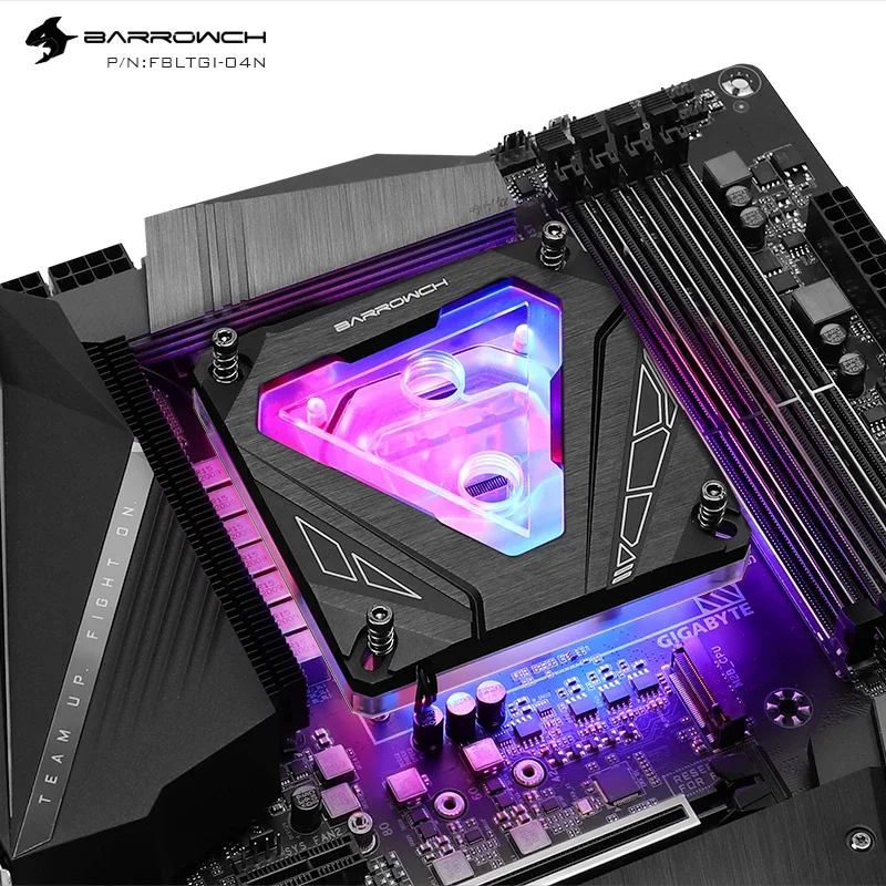 Barrowch Cpu Bloco de Água Radiador para Intel Socket Lga115x Lga1200 1700 X99 X299 5v Argb 3pin Mobo Aura Sync - Imagem 4