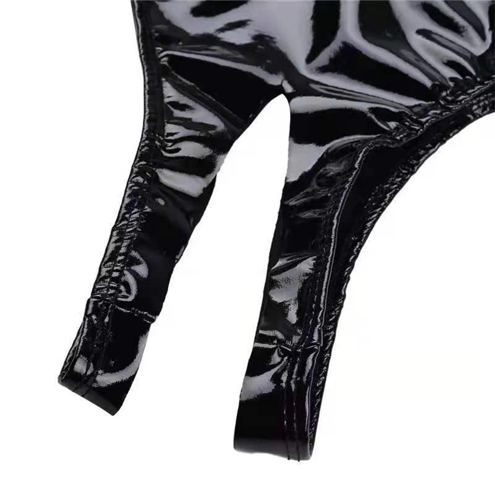 

G-string Thongs Women Open Crotch Briefs Patent Leather Sexy Hollow Out Panties Female Underwear Wet Look Underpants