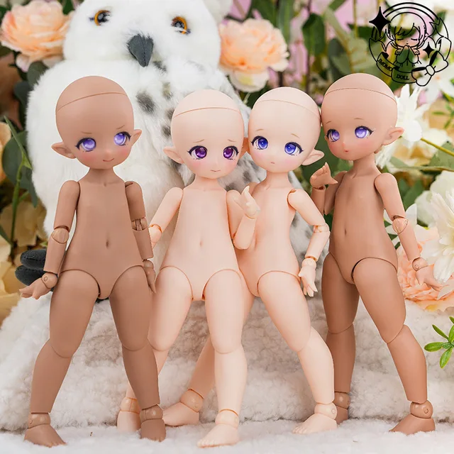 1/6 BJD Doll with Head No Makeup White/ Tan Skin Soft Rubber Gils Practice Makeup Toys 6