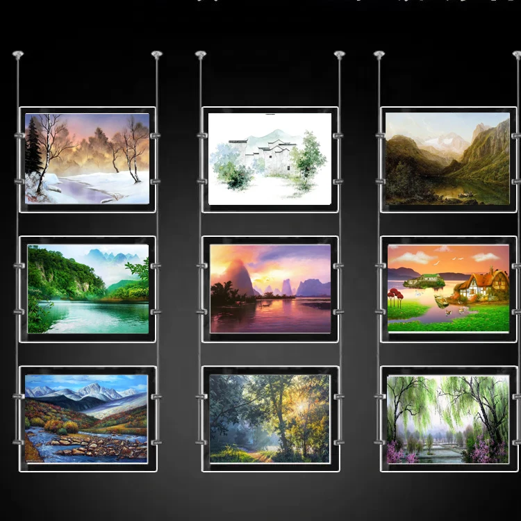 (12 Unit/Column) Mruiks  A4 Size Wall to Wall Suspended Estate Agents LED Displays,Led Window Property Displays-Single Sided