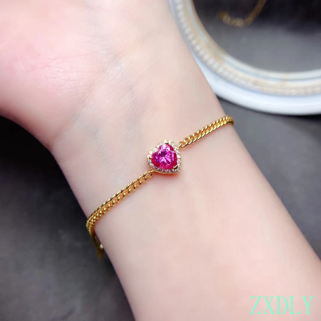 Newest Heart Style 1ct Pink Moissanite Bracelet For Women Jewelry shiny better than diamond real 925 silver girl birthday gift