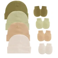 Newborn Birth Set Cotton Boy Girl Accessories Photography Props 3Pcs Set Baby Hat+Gloves+Foot Cover Anti Scratching Baby Stuff 6