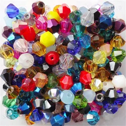 Elegant Black and Silver Bicone Crystal Glass Beads - 100pcs Set (Mixed)
