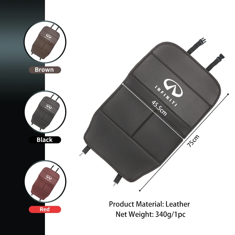 인피니티 Q50 FX35 JX35 G25 G37 FX FX37 FX50 EX35 EX25 EX37 ESQ용 가죽 차량용 킥 매트 뒷좌석 보호 패드 액세서리