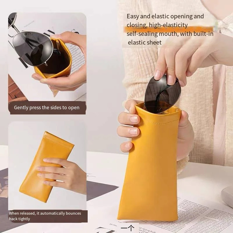 2 stücke Automatische Geschlossene Sonnenbrille Fall PU Leder Gläser Lagerung Tasche Wasserdichte Gläser Schutzhülle Brillen Lagerung Tasche – Detail 1