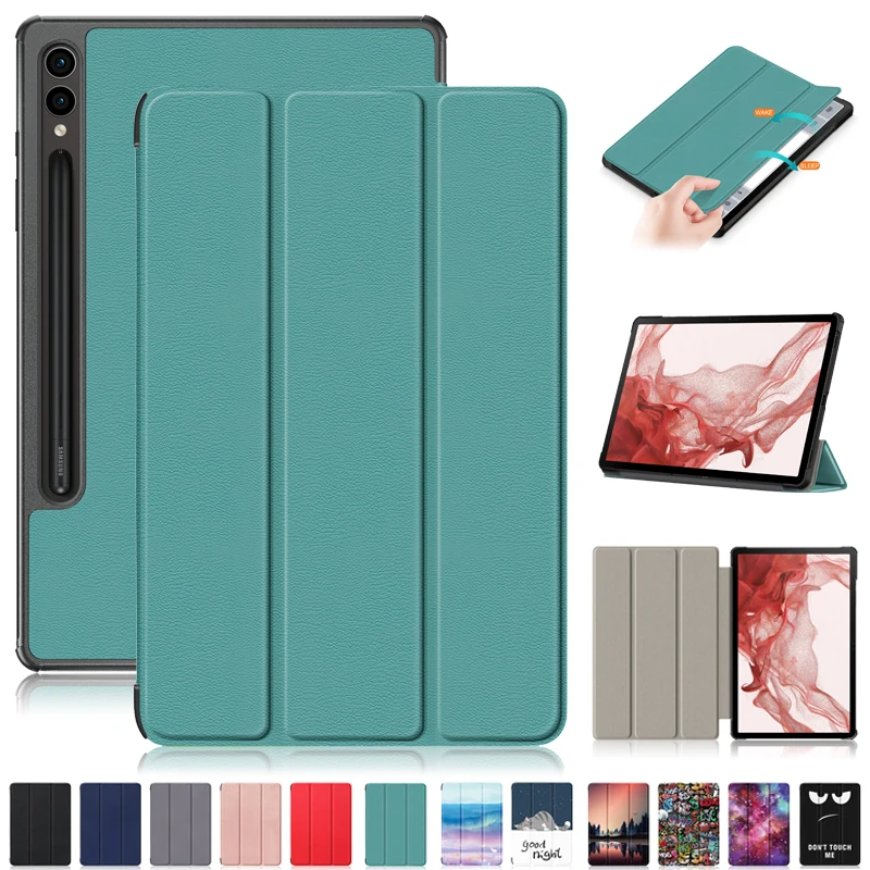 

Для Samsung Tab S9, чехол 11 дюймов, 2023 дюйма, трехскладная Магнитная Кожаная подставка, умный чехол для Funda Galaxy Tab S9, чехол для телефона