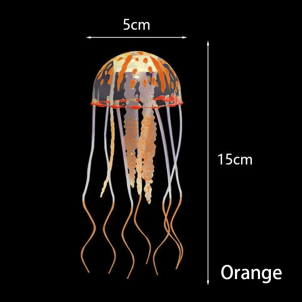 Luminescent Silicone Jellyfish Aquarium Decor - Glowing Floating Ornament for Underwater Landscaping