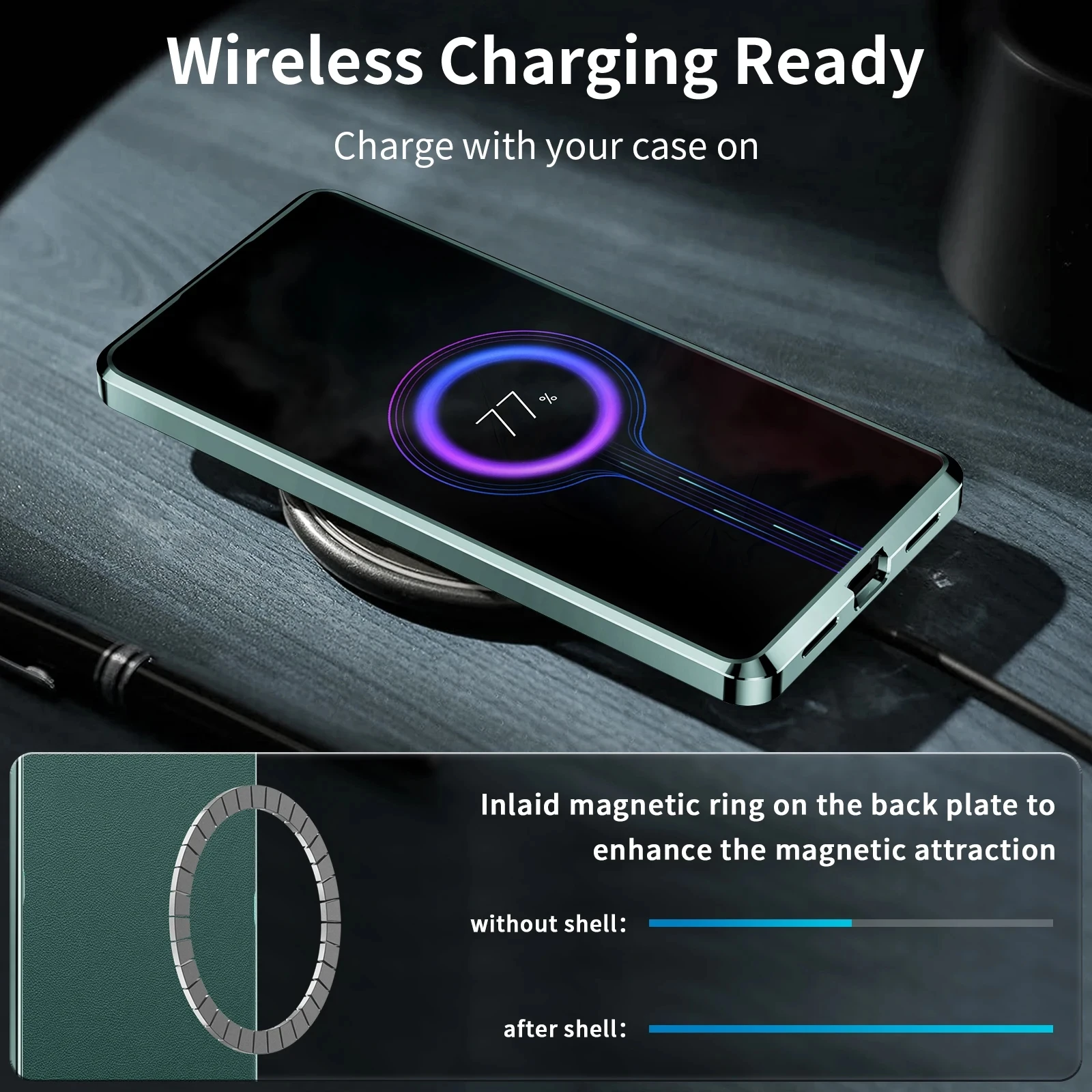 Aluminum Frame Magnetic Leather Phone case For Samsung Galaxy S22 S23 S24 Ultra Leather For Megsafe Wireless Charge Covers