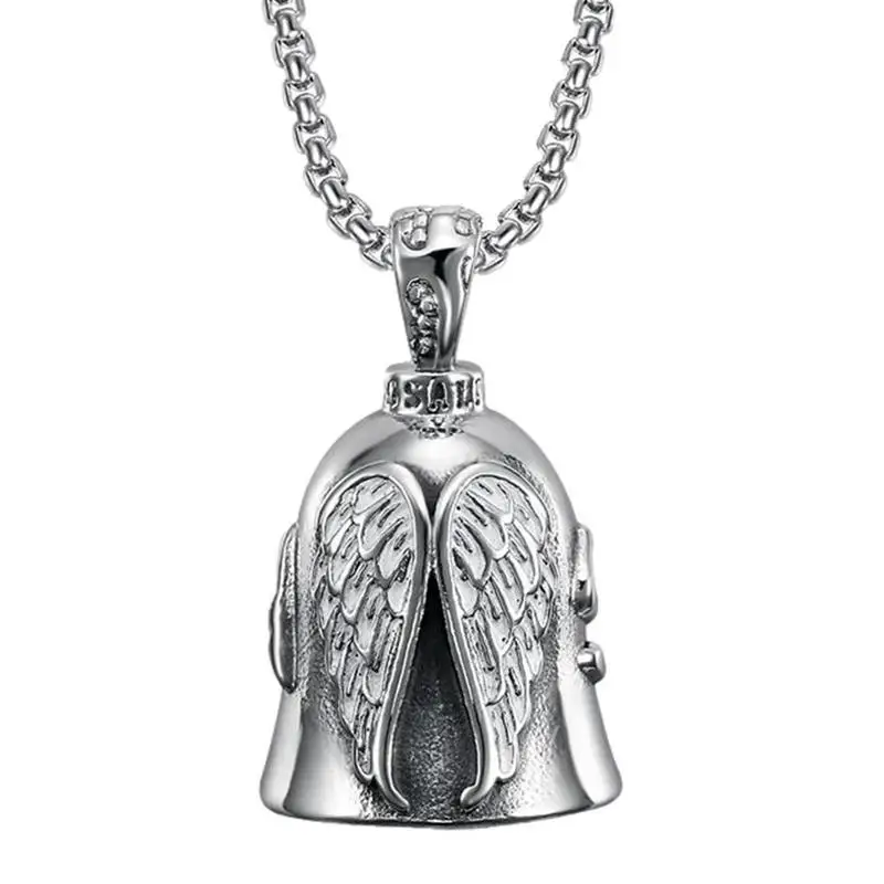 

Angel White Wings Motorcycle Bell New Motorcycle Style Jewelry Titanium Steel Retro Polished Lucky Exorcism Bell Riding Bell