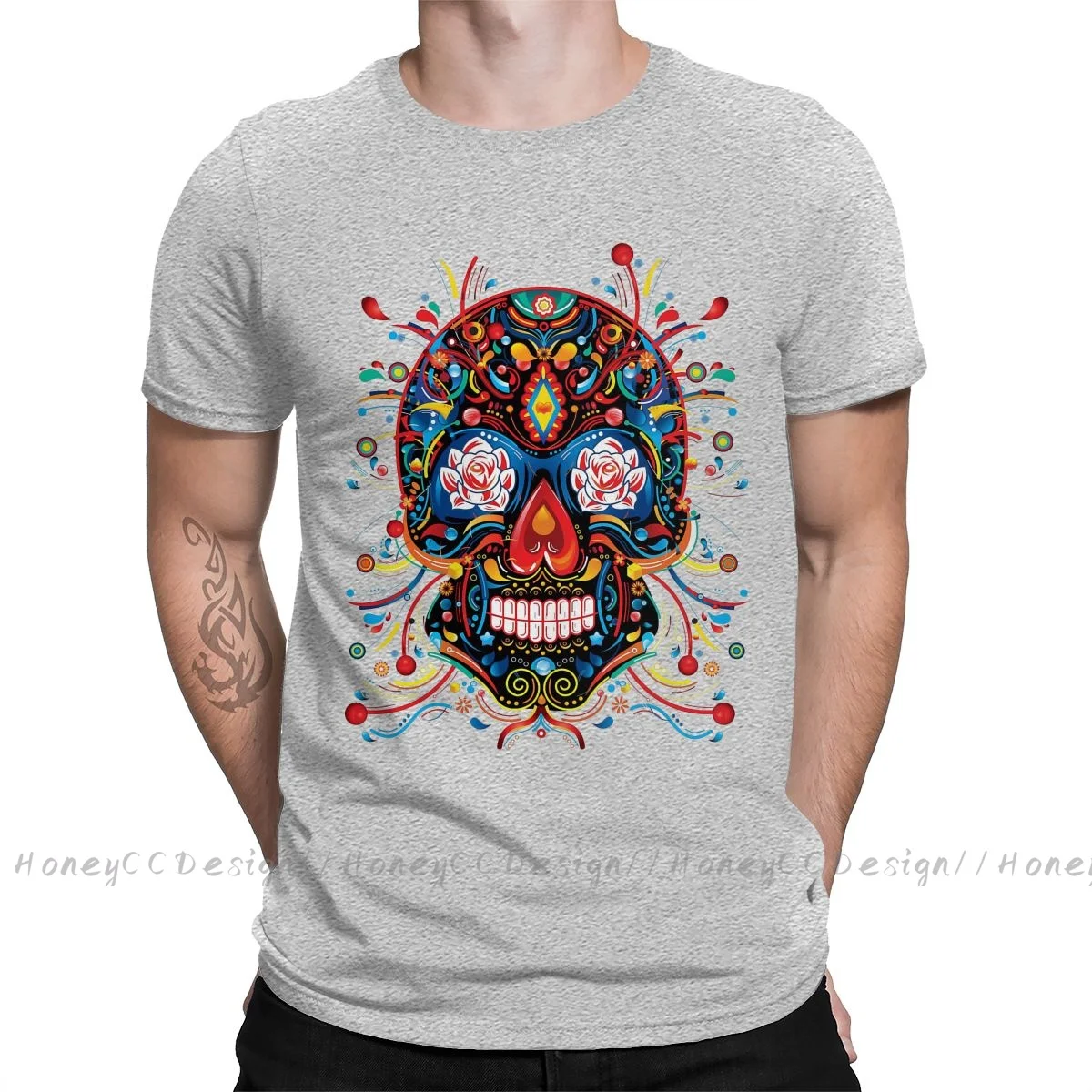 T-Shirt Donna Teschio Messicano Skull Mexico – Cotone 100% – Bianco