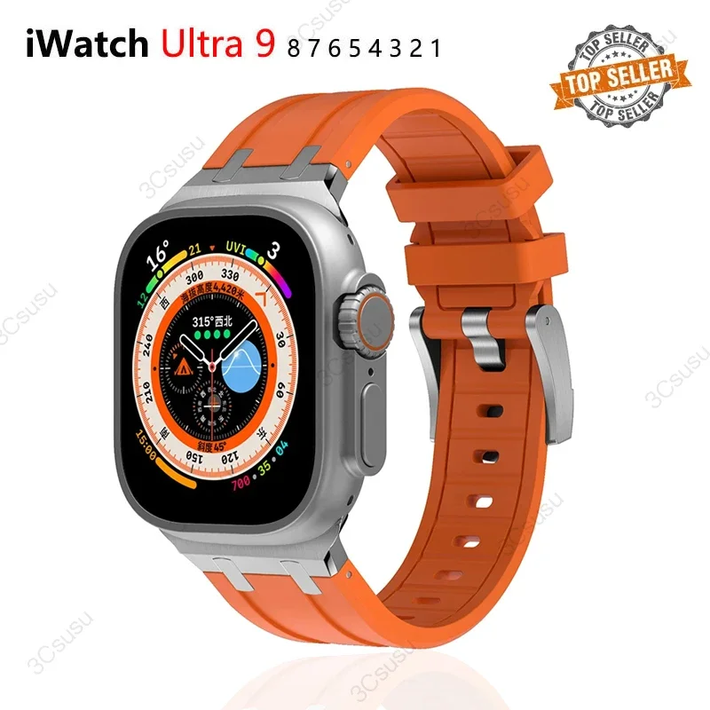 Titanium Tone Silicone Band with Metal Head