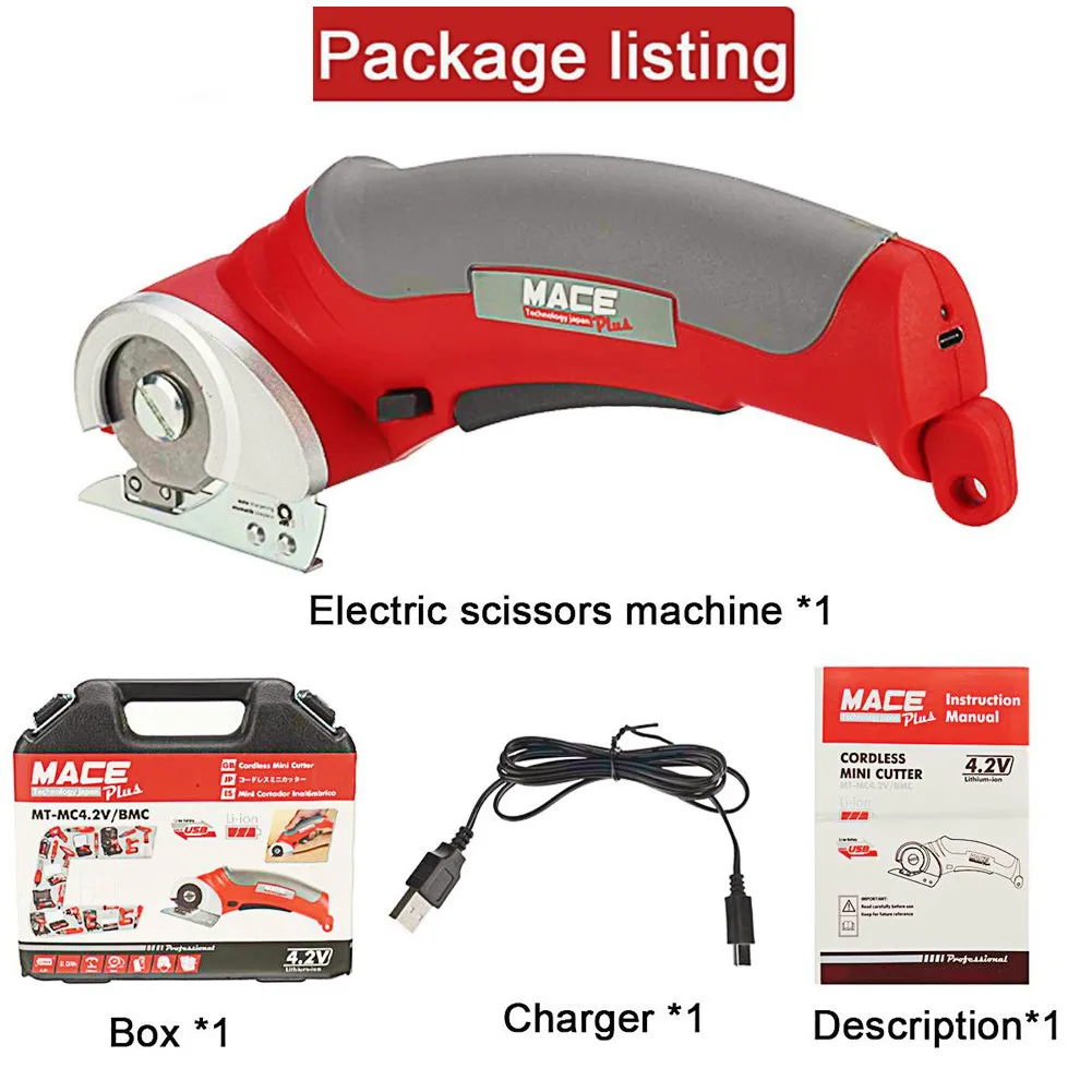 Electric Scissors Cloth Cutting Machine Cordless Lithium Charging Leather Sew Tailor Knife Portable Shear Steel Blade Hand Tool