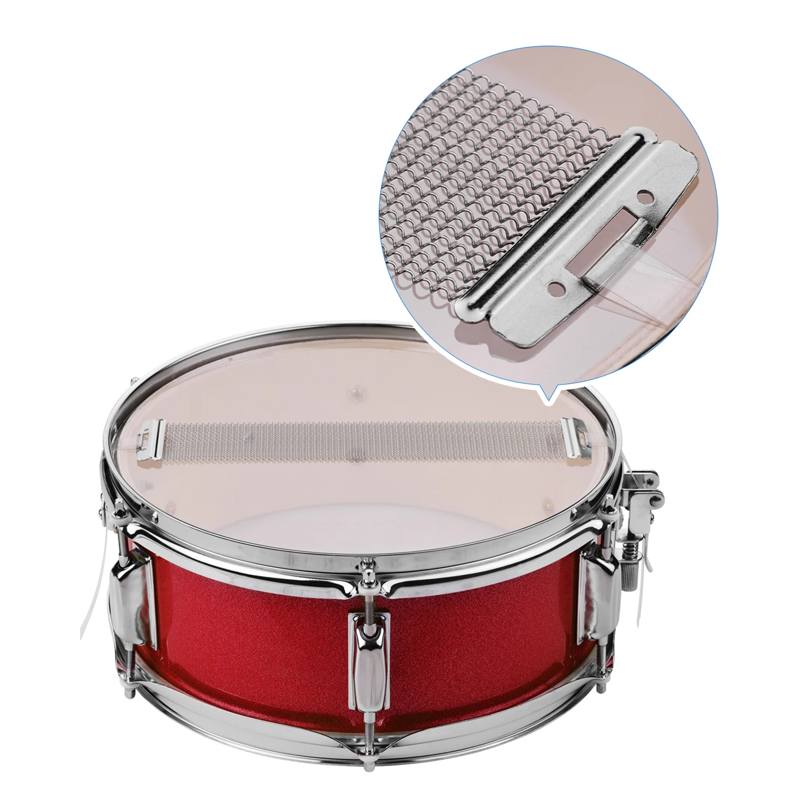 12inch Snare Drum Head with Drumsticks Shoulder Strap Drum Key for Student Band Red Color