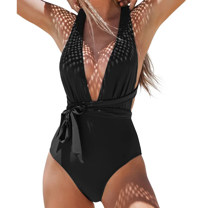

Women's Neck Tied Jumpsuit Sexy Backless Beach Strap Swimsuit Cross-border E-commerce New Model