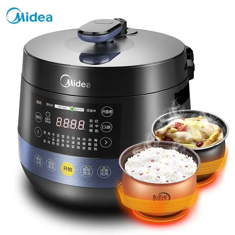 Midea Electric Pressure Cooker Double Bladder 4.8L Pressure Rice Cooker 3 4 People Kitchen Appliances Electric Cooking