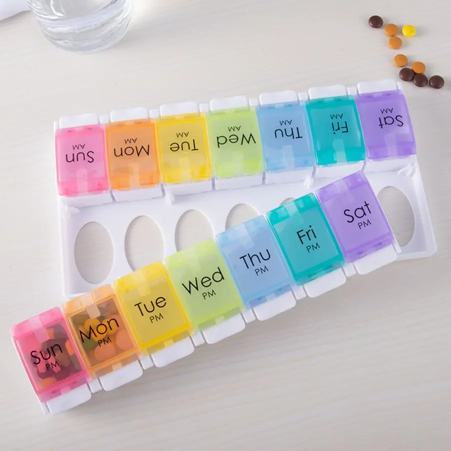 Deluxe 14-Day Pill Organizer - Easy-Open, BPA-Free, Ample Storage for Medications and Supplements