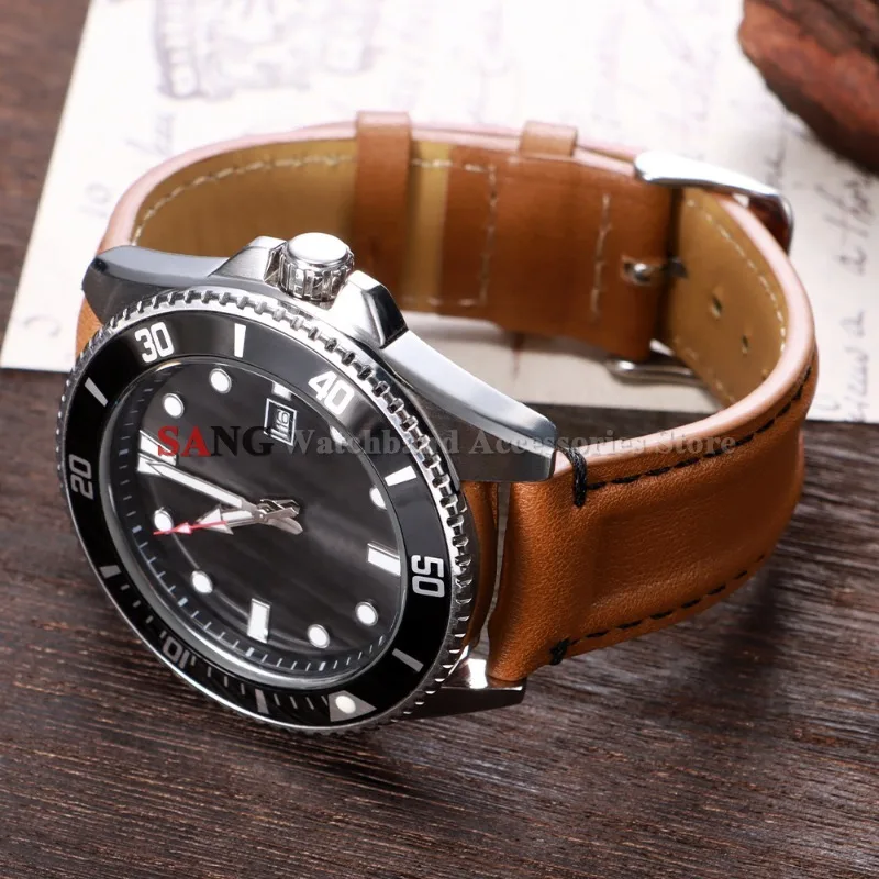 Calfskin Leather Quick Release Retro Watch Band - Business Style Wristband