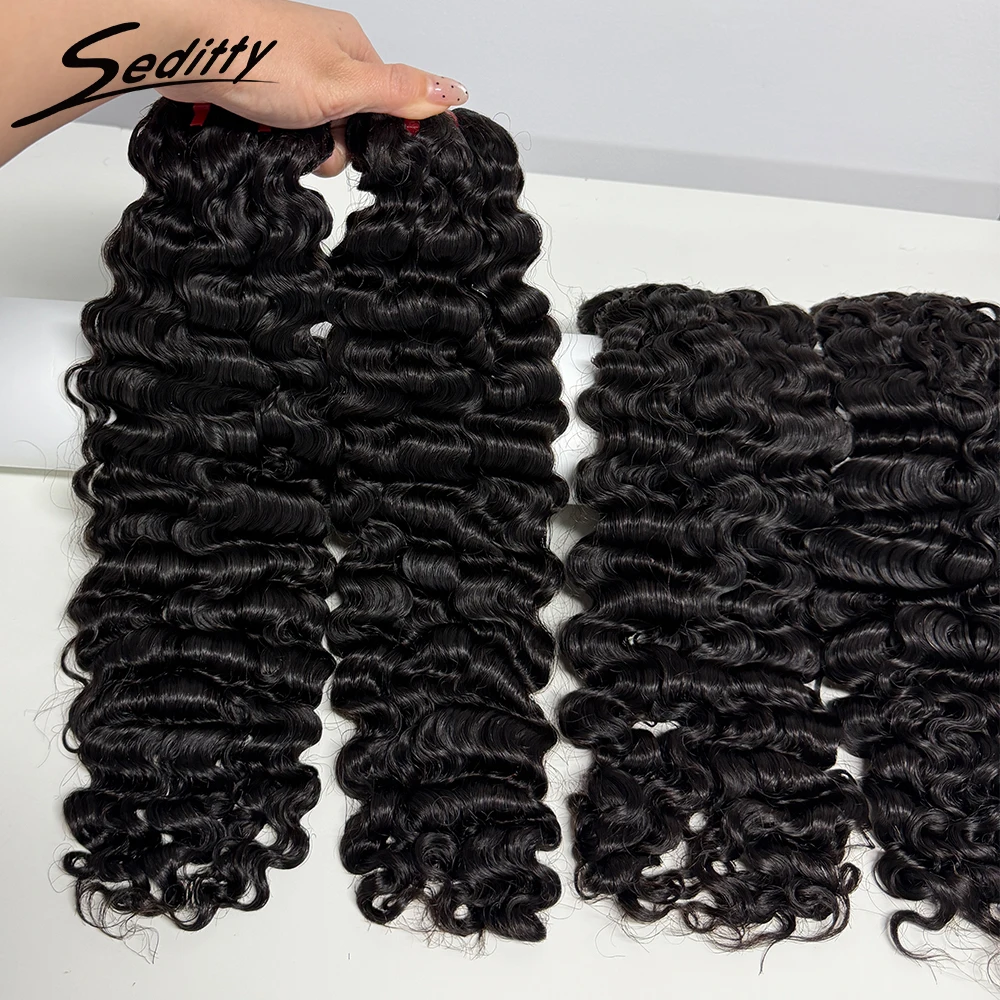 Extensioni di Capelli Ricci Ondulati Birmani 100% Umani, Fasci di Capelli per Tessitura, 100g/Fascio, Doppia Trama, 10-26 Pollici - immagine 3