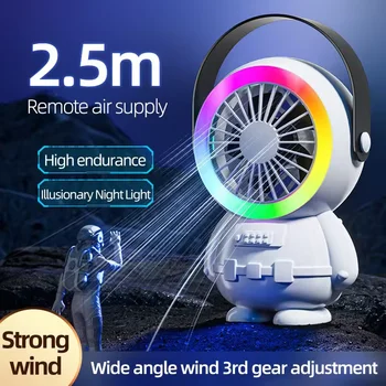 LED 씰링 선풍기 USB 충전식 휴대용 천장 선풍기, RGB 야간 조명, 가정용 캠핑 조명용 3 단 쿨러 테이블 선풍기