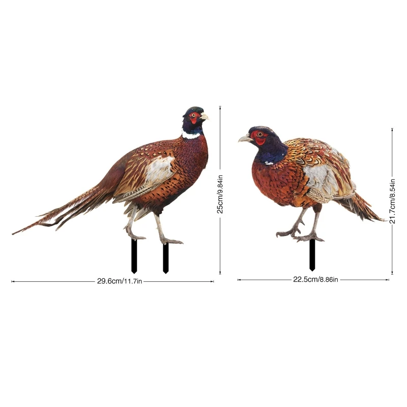 Decorative Garden Stake Statue Yard Lawn Ornament 2 Pack Acrylic Pheasants Stake