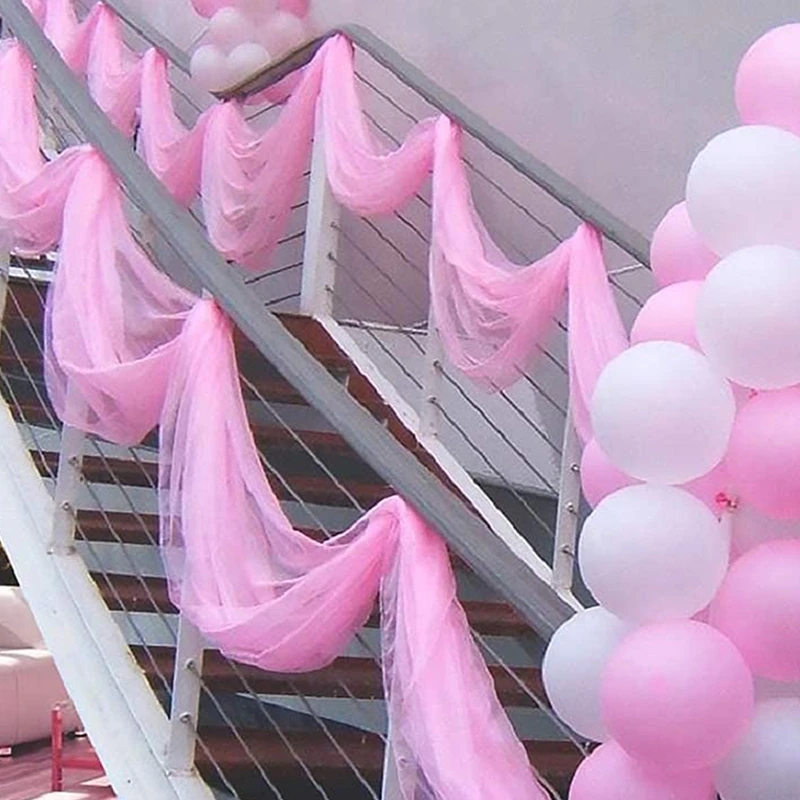10M Organza Tüll transparenter Stoff Hintergrund Vorhang, moderne Organza Outdoor Party Dekor Stuhl Dekoration für Hochzeit, Party Dekor – Detail 6