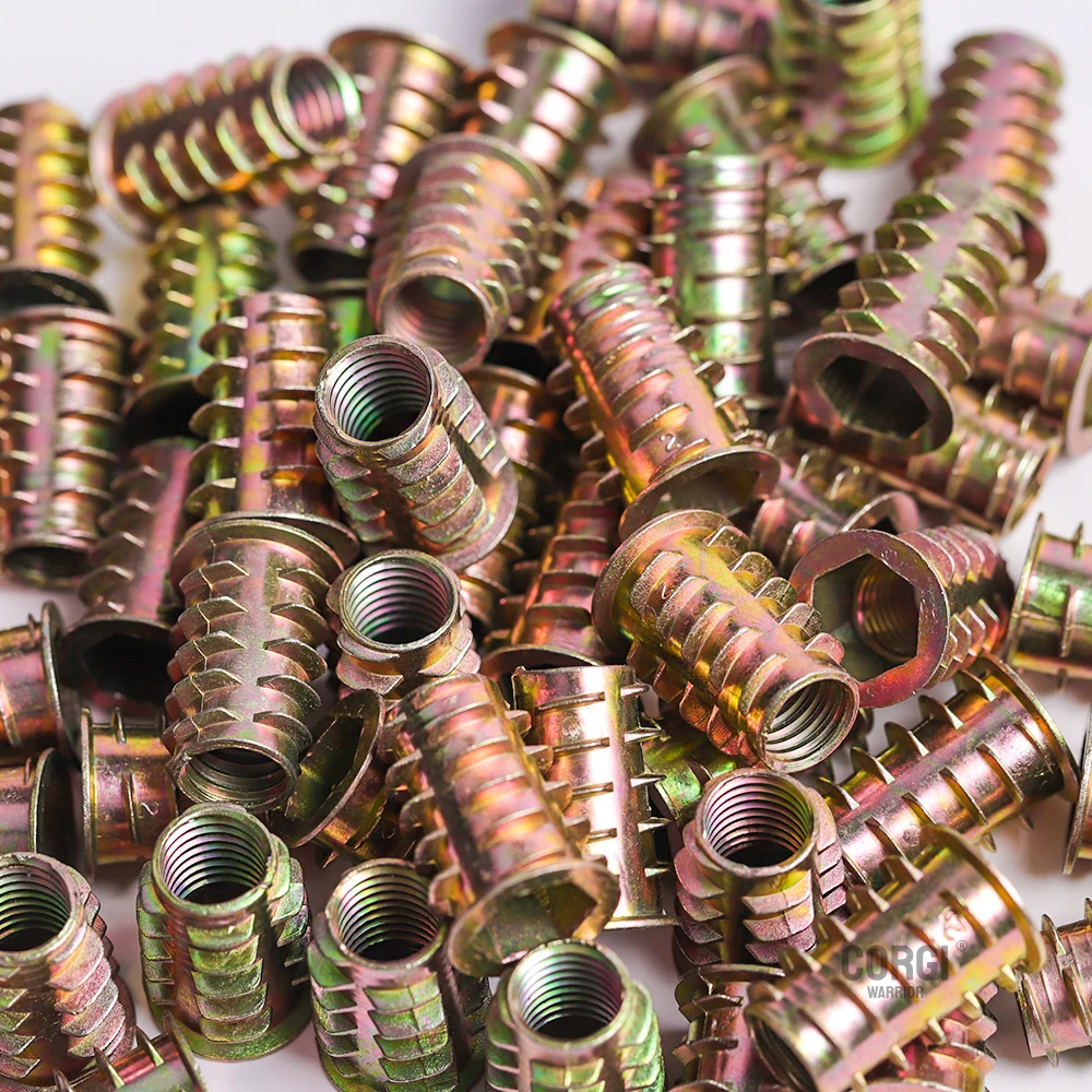 Insert Nut M4 M5 M6 M8 M10 Zinc Alloy Hex Socket Threaded Wood Insert Nuts Assortment Kit All Sizes Metric Furniture Bolt Screw Connector