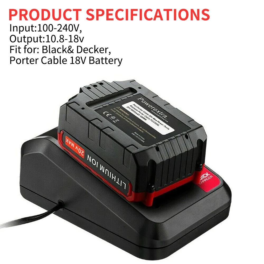 18V Replacement Lithium Battery Charger for Black and Decker - Main Image