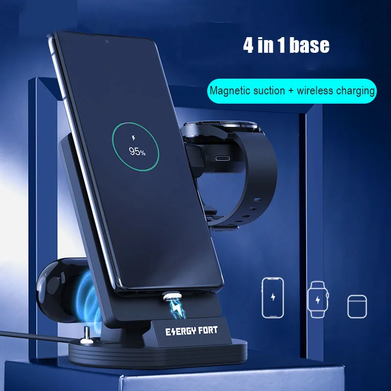 

4-In-1 Fast Charging Phone Accessories Charging Dock for Huawei Samsung Phone Earphone Watch Magnetic Wireless Charger