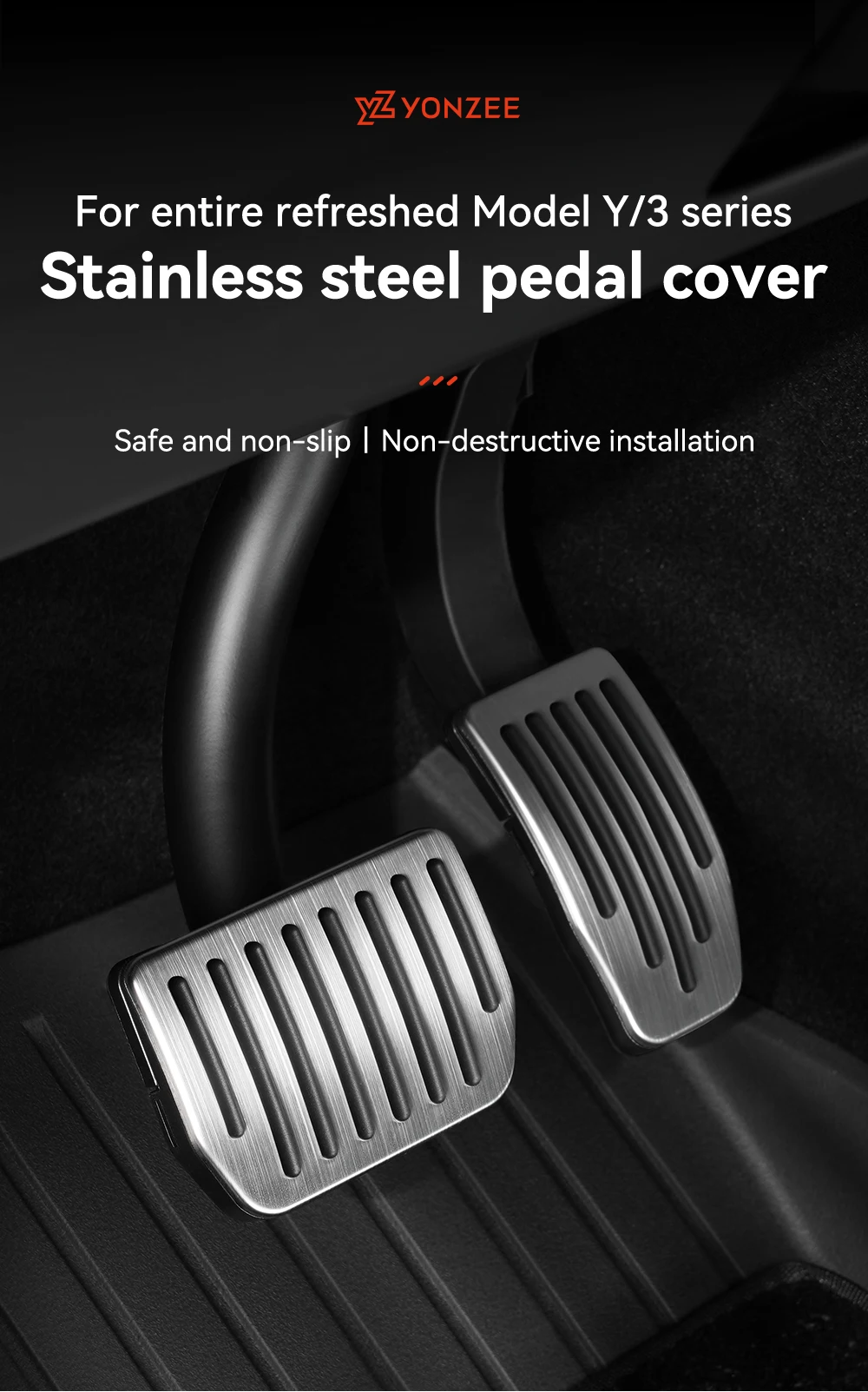 YZ Für Tesla Modell 3Y Highland Juniper 2019-2026 Fuß Pedal Kraftstoff Bremspedal Rest Pedal Pads Für Tesla auto Zubehör – Detail 12