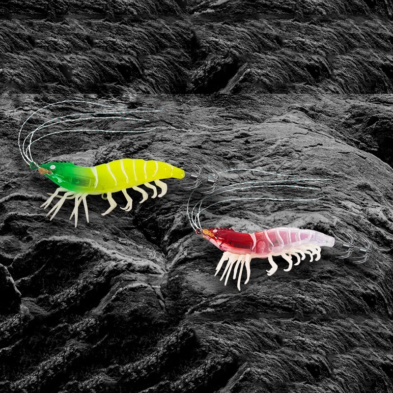 1/5pcs Shrimp Squid Jig Fishing Bait Luminous Cuttlefish Horizontal Slow Sinking Lure Wood Shrimp Octopus Egi Bait쭈꾸미 에기