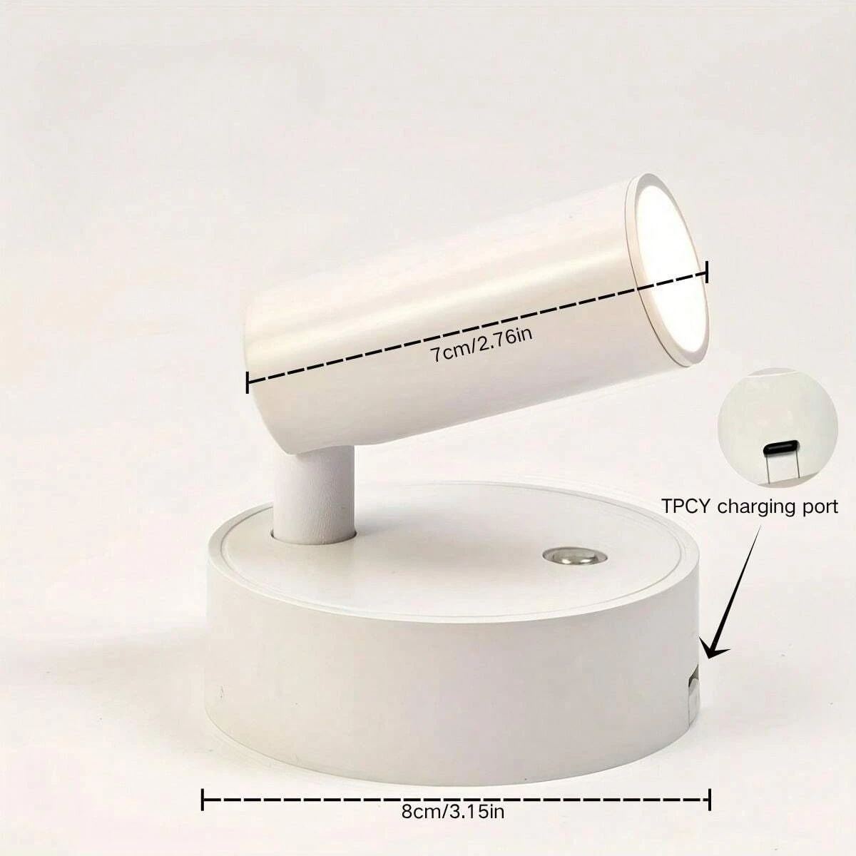 1pcMagnetic baseUSB 충전식LED무선 벽등(터치 스위치 포함)흑백 자석 조광 가능한 독서용 침대 옆 램프