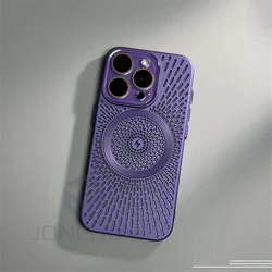Magnetic Heat Dissipation Slim Case with Wireless Charger and Titanium Lens Cover - iPhone 14 Pro (Dark Purple BLSR  CC)