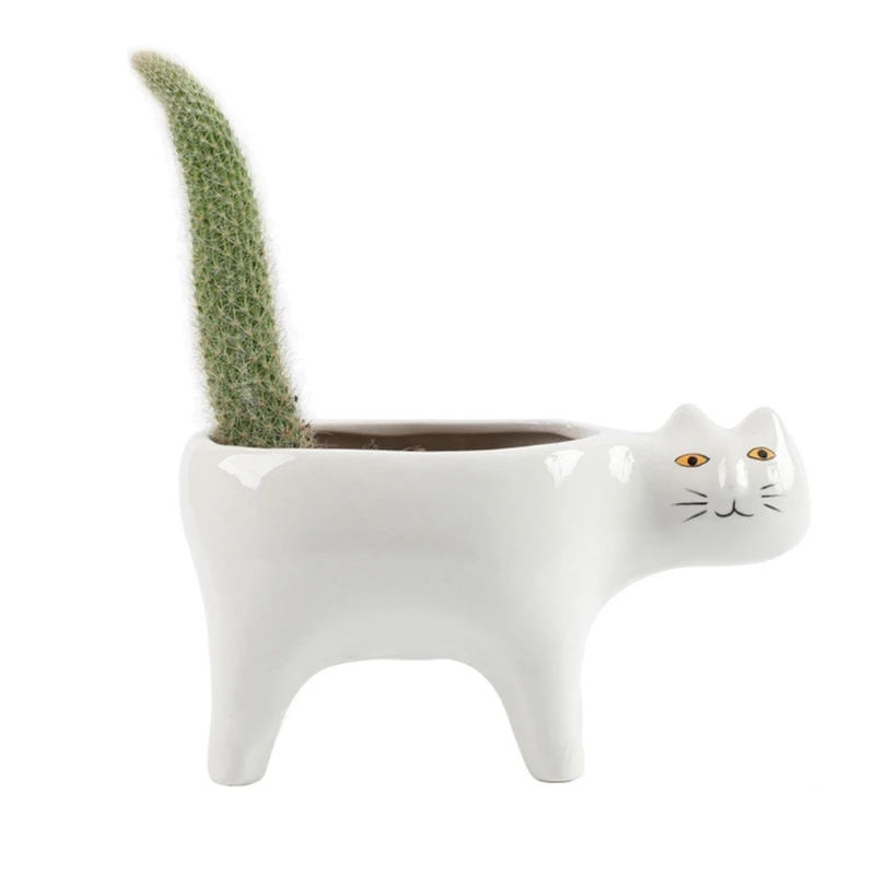 

Cartoon for Cat Flowerpot Succulent Planter with Drainage Ceramic Plant Flower Pot Garden Cactus Plants Potted Vase