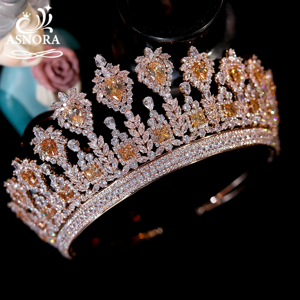 Hair Accessories ASNORA Luxury Queen's Tiara Bride Hair Accessories Wedding Cubic Zirconia Headwear Party Stage Display Coronation Crown
