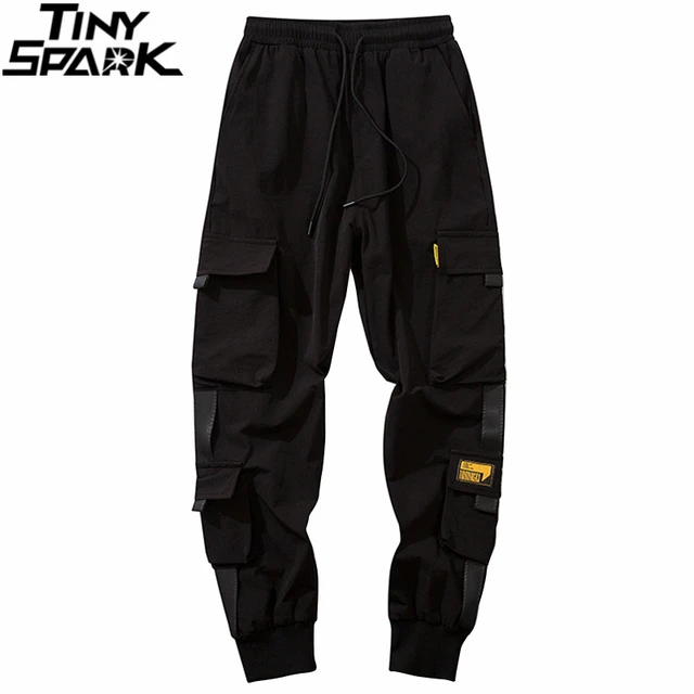 pantalon jogging noir bicolore homme streetwear survêtement sport