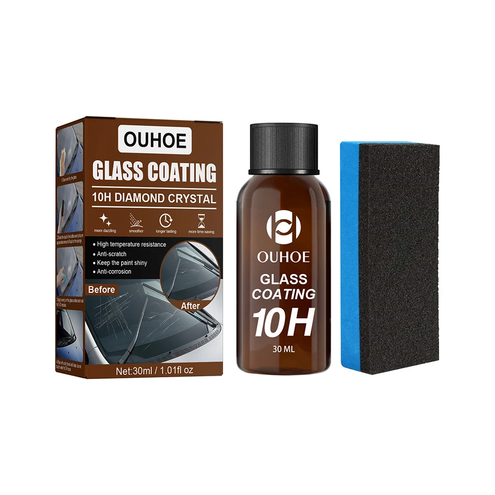 

30ML High Gloss Ceramic Coating With Sponge Wipe High-temperature Resistance Ceramic Glass Coating Care Wax Crystal Car Care