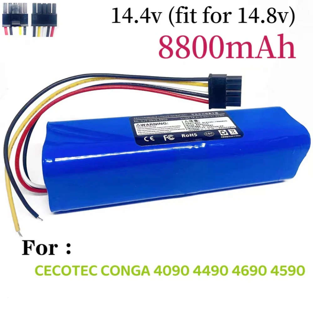 6000mAh Replacement Battery For CECOTEC CONGA 4090 4490 4590 4690 Robot  Vacuum Cleaner Accessories Spare Parts Tool