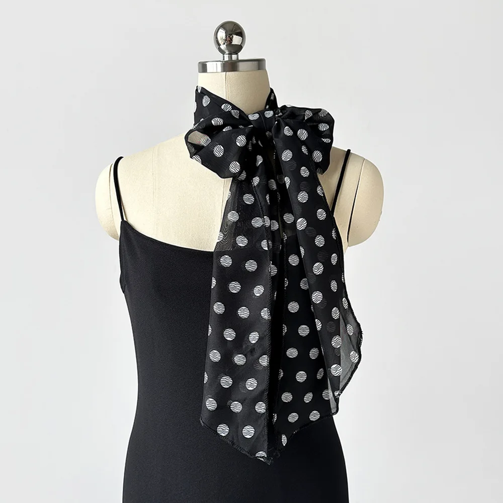 Long Polka Dot Silk Scarf Women's Print Relaxed Sense Streamer 2025 Spring and Summer All Decorative Scarf Temperament Headband
