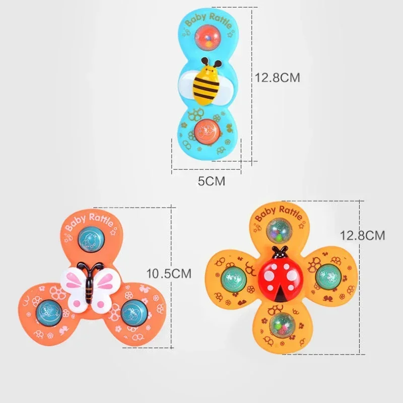 Suction Cup Spinner Toy 3PCS Windmill Cartoon Animal Hand Spinning Toys Sensory Toys for Baby Toddlers Birthday Gift Bath Toys