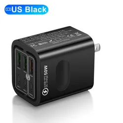 PowerPro 100W Multi - Port Fast Charger with EU/US/UK Plug Options - US Plug Black