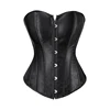 BurVogue Corsets for Women Lace-up Bustier Top Sexy Overbust Body Shapewear Lingerie Sets Black Satin Waist Cincher