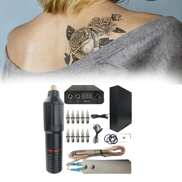 Complete Rotary Tattoo Pen Machine Kit Skin Practice Professional