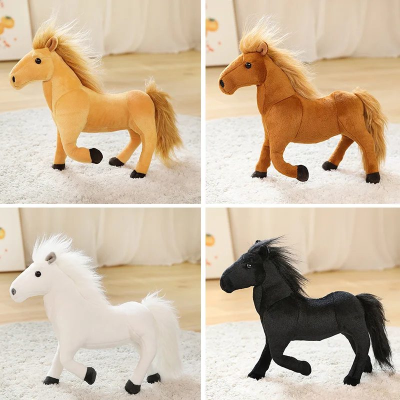 Simulation Horses Plush Toy Stuffed Soft Animal Doll Real Life Horse Pillow Kids Children's Creative Birthday Decor Gifts