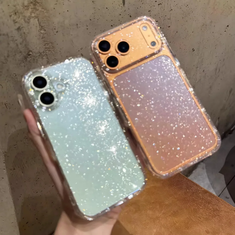 Ultra Thin Glitter Bling TPU Transparent Phone Case - Soft Shockproof Clear Back Cover