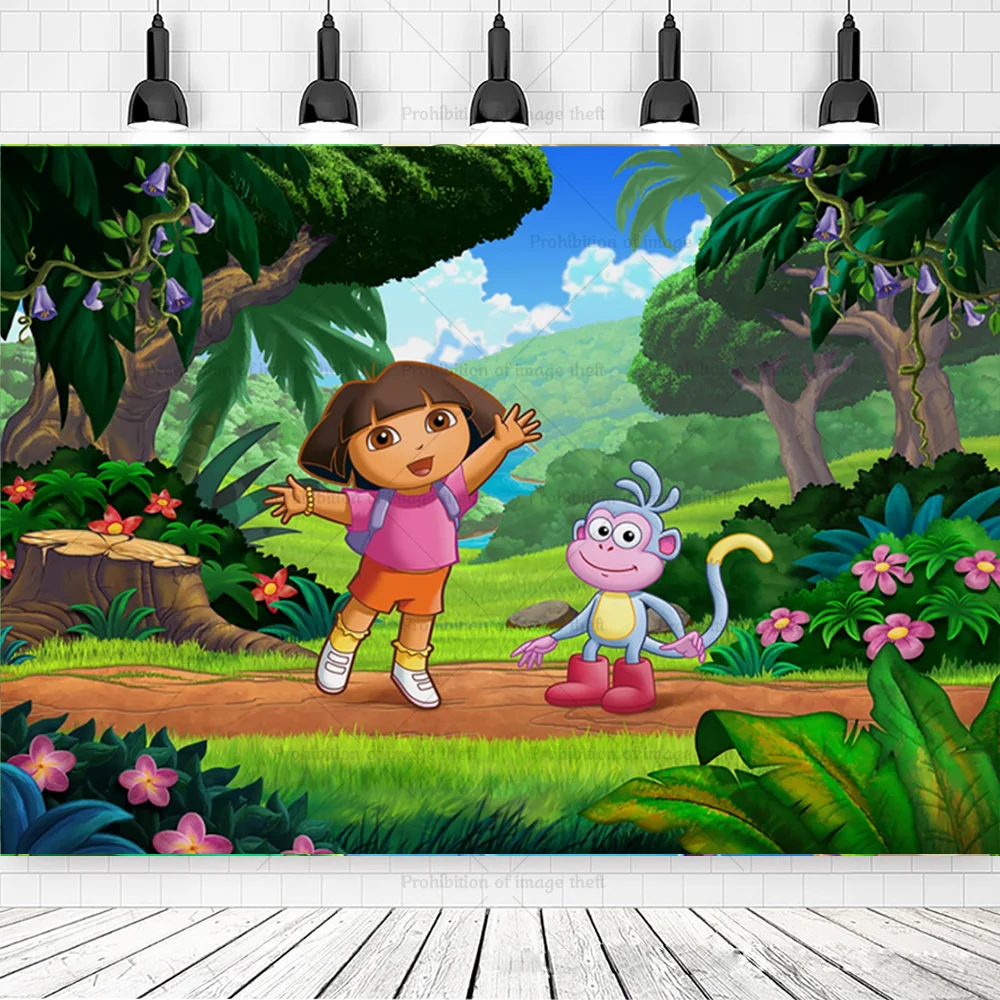 Cartoon DORAESD Geburtstagsparty-Dekoration Einwegteller Becher Tischdecke Ballon Hintergrund Affen-Banner Zubehör Kindergeschenk – Detail 15