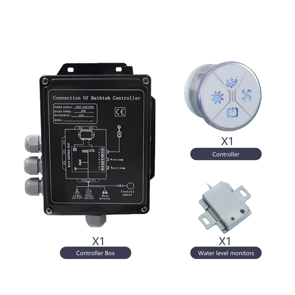 AC220V Massage Bathtub Controller SPA Bathtub Control Panel Induction Screen Air Bubble/Surfing Massage/Therapy Light Control