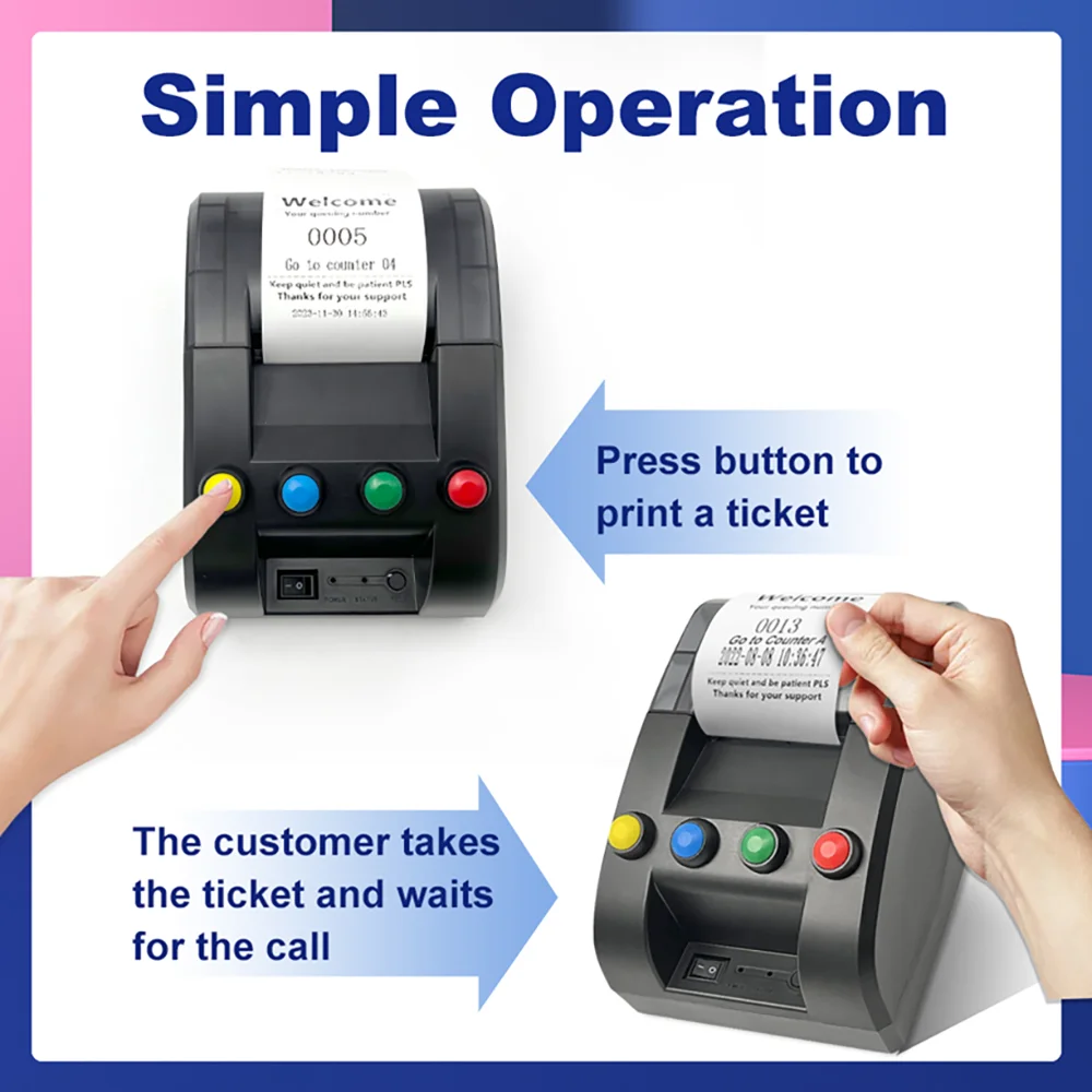 57mm Thermal Queue Ticket Printer Restaurant Bank Park Queuing Printer