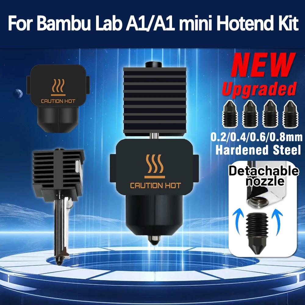 Bambu Lab A1 미니 경화 강철 깍지 핫엔드 키트, 고속 핫 엔드 어셈블리, 3D 프린터 부품, 0.2mm, 0.4mm, 0.6mm, 0.8mm