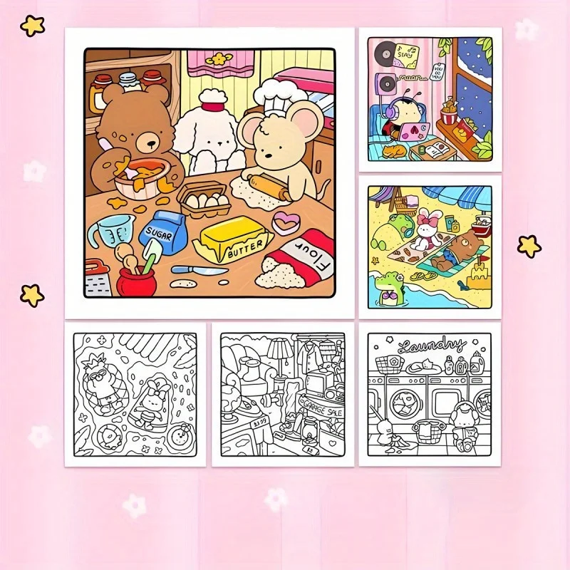 Deluxe Cozy Friends Coloring Book - Premium Paint-By-Number Kit for Stress Relief and Relaxation